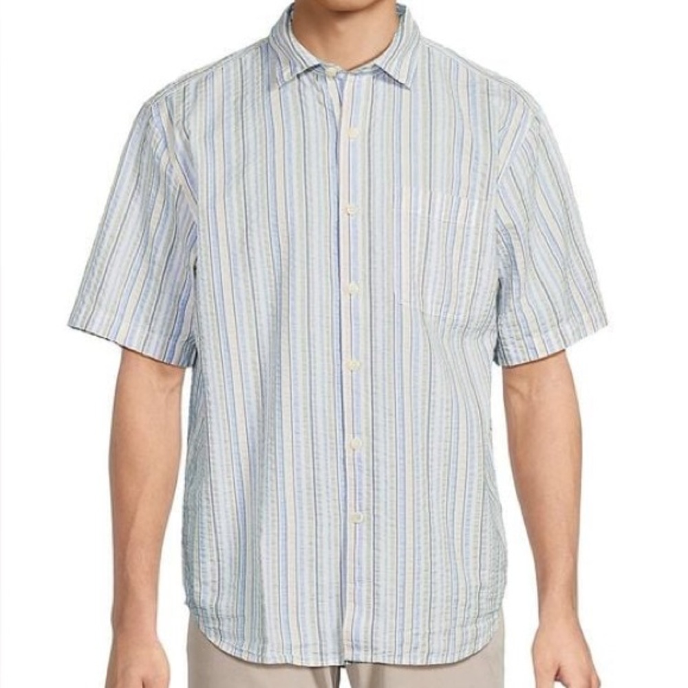 Tommy Bahama Lucca Striped Short Sleeve Button Down Cotton Shirt Size XL